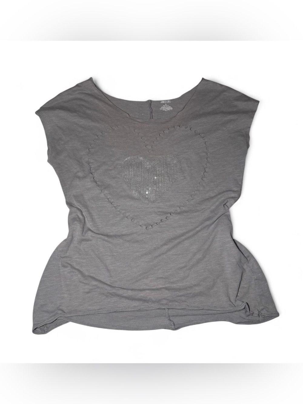 Y2K Gray heart sequin gear top with cut outs size small☮️